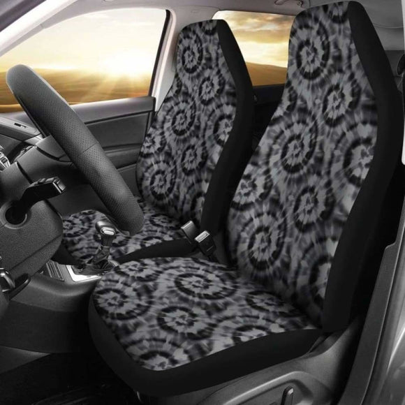 Black And Gray Tie Dye Car Seat Covers Front Seat Protectors 154230 - YourCarButBetter