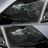 Black And White Hellhound Wolf Auto Sun Shades 172609 - YourCarButBetter
