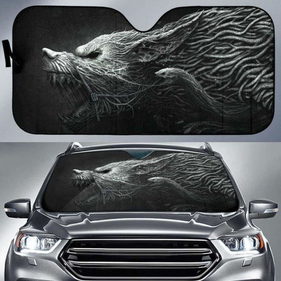 Black And White Hellhound Wolf Car Auto Sun Shades 172609 - YourCarButBetter