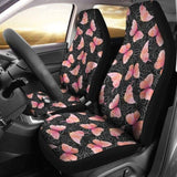 Black And White Leaves With Pink Butterflies Car Seat Covers 171204 - YourCarButBetter