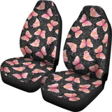 Black And White Leaves With Pink Butterflies Car Seat Covers 171204 - YourCarButBetter