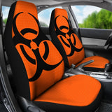 Black Biohazard Sign Orange Background Car Seats Covers 211204 - YourCarButBetter