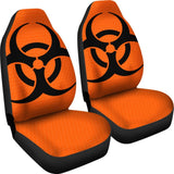 Black Biohazard Sign Orange Background Car Seats Covers 211204 - YourCarButBetter