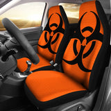 Black Biohazard Sign Orange Background Car Seats Covers 211204 - YourCarButBetter