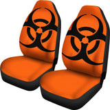 Black Biohazard Sign Orange Background Car Seats Covers 211204 - YourCarButBetter