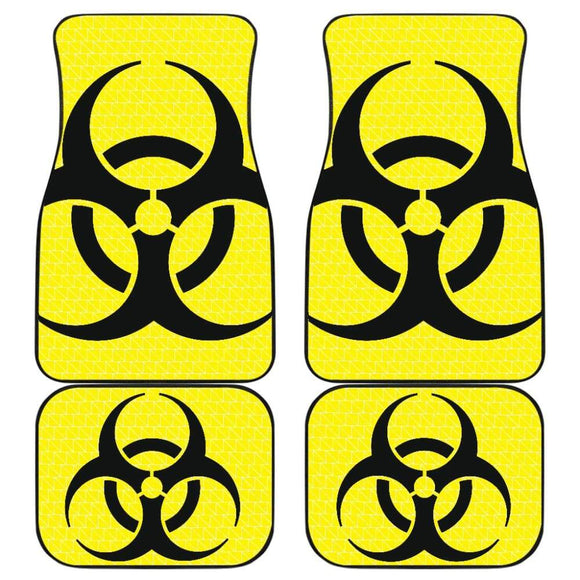 Black Biohazard Sign Yellow Background Car Floor Mats 211204 - YourCarButBetter