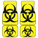 Black Biohazard Sign Yellow Background Car Floor Mats 211204 - YourCarButBetter