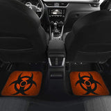 Black Biohazard Warning Orange Background Car Floor Mats 211204 - YourCarButBetter