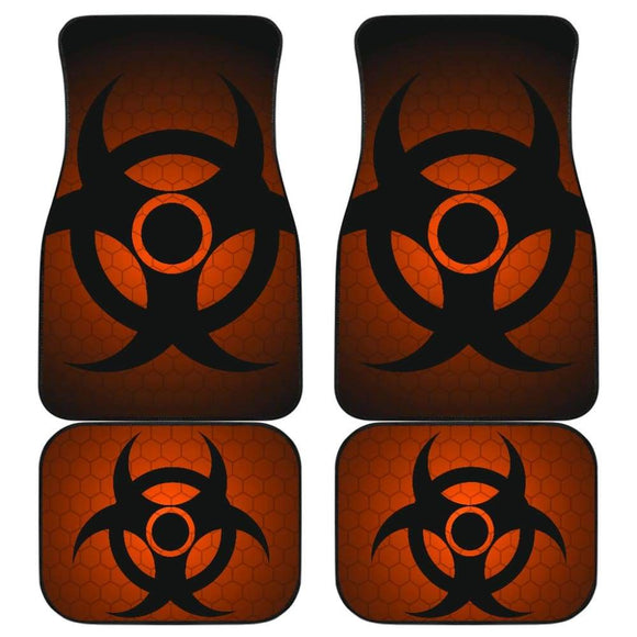Black Biohazard Warning Orange Background Car Floor Mats 211204 - YourCarButBetter