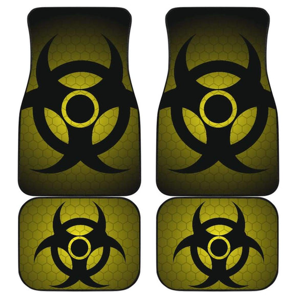 Black Biohazard Warning Yellow Background Car Floor Mats 211204 - YourCarButBetter