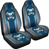 Black Blue Mechanic Skull Mitsubishi Car Seat Covers 210801 - YourCarButBetter