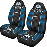 Black Blue Poison Gas Skull Mitsubishi Car Seat Covers 210801 - YourCarButBetter