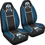 Black Blue Poison Gas Skull Mitsubishi Car Seat Covers 210801 - YourCarButBetter