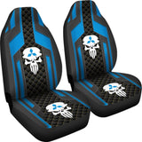 Black Blue Punisher Skull Mitsubishi Car Seat Covers 210801 - YourCarButBetter