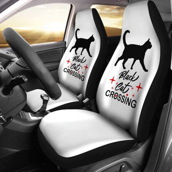 Black Cat Crossing Car Seat Covers 211110 - YourCarButBetter