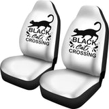 Black Cat Crossing Halloween Gift Car Seat Covers 211110 - YourCarButBetter