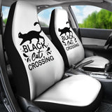 Black Cat Crossing Halloween Gift Car Seat Covers 211110 - YourCarButBetter