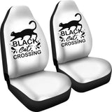 Black Cat Crossing Halloween Gift Car Seat Covers 211110 - YourCarButBetter
