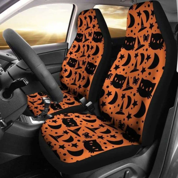 Black Cat Halloween Car Seat Covers 102802 - YourCarButBetter
