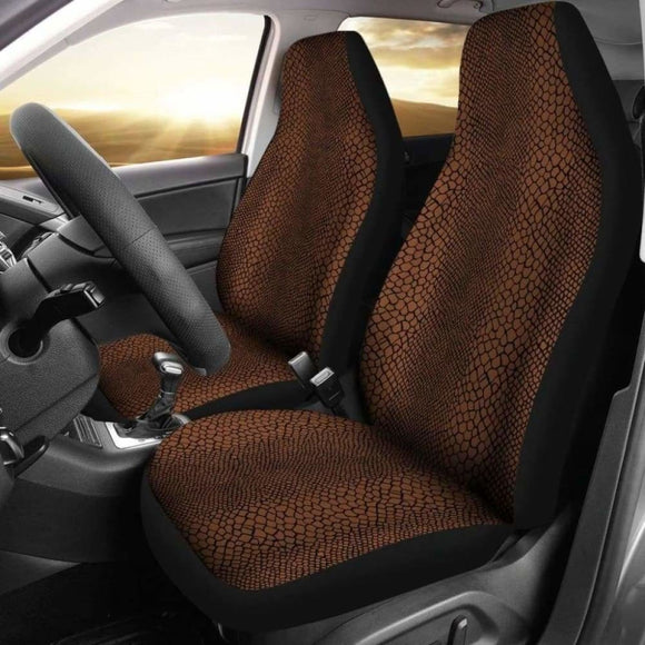 Black Cognac Color Snake Skin Reptile Scales Pattern Car Seat Covers 232125 - YourCarButBetter