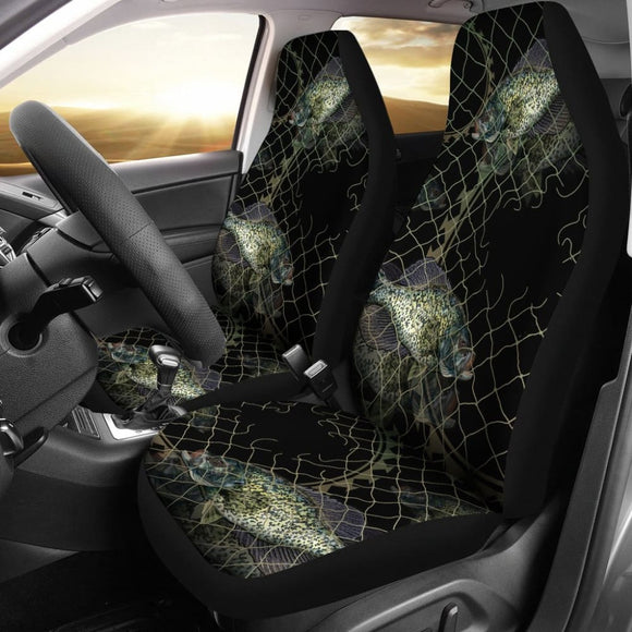 Black Crappie In The Net Fishing Car Seat Covers 182417 - YourCarButBetter