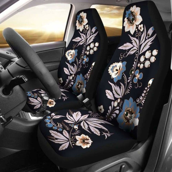 Black Floral Car Seat Covers 153908 - YourCarButBetter
