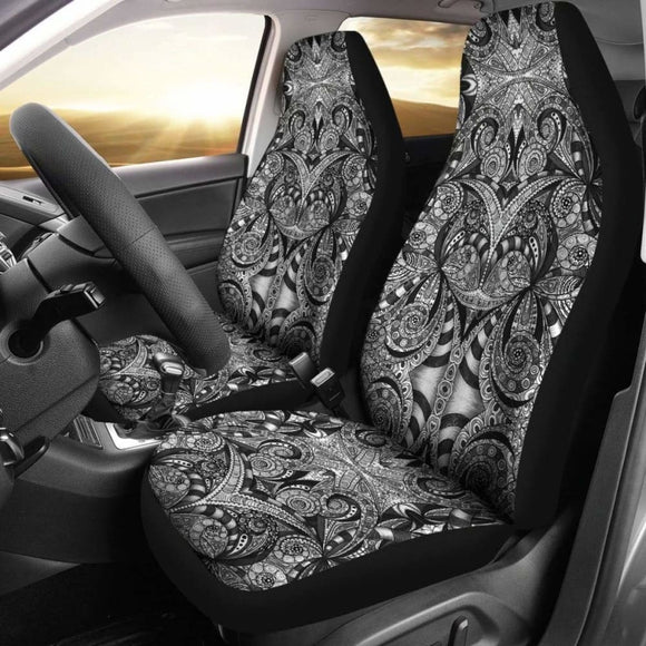 Black Floral Pattern Boho Car Seat Covers 04 153908 - YourCarButBetter