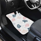 Black Gray Cream Coral Ginkgo Leaves Pattern Front And Back Car Mats 174914 - YourCarButBetter