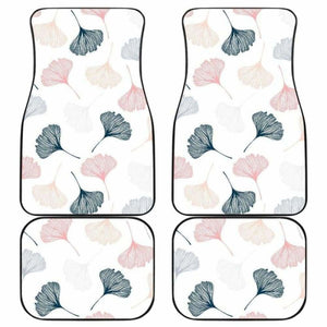 Black Gray Cream Coral Ginkgo Leaves Pattern Front And Back Car Mats 174914 - YourCarButBetter