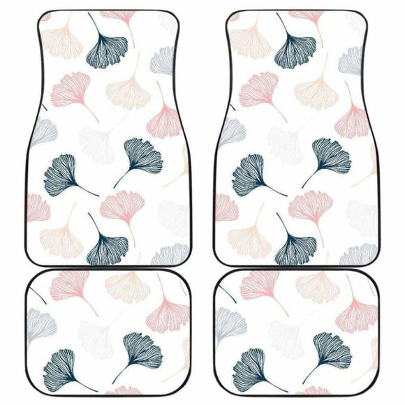 Black Gray Cream Coral Ginkgo Leaves Pattern Front And Back Car Mats 174914 - YourCarButBetter