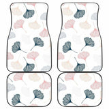 Black Gray Cream Coral Ginkgo Leaves Pattern Front And Back Car Mats 174914 - YourCarButBetter