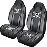 Black Grey Mechanic Skull Mitsubishi Car Seat Covers 210801 - YourCarButBetter