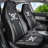 Black Grey Mechanic Skull Mitsubishi Car Seat Covers 210801 - YourCarButBetter