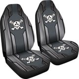 Black Grey Mechanic Skull Mitsubishi Car Seat Covers 210801 - YourCarButBetter