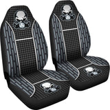 Black Grey Poison Gas Skull Mitsubishi Car Seat Covers 210801 - YourCarButBetter