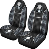 Black Grey Poison Gas Skull Mitsubishi Car Seat Covers 210801 - YourCarButBetter