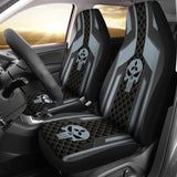 Black Grey Punisher Skull Mitsubishi Car Seat Covers 210801 - YourCarButBetter