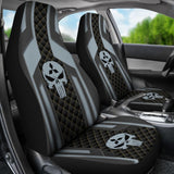Black Grey Punisher Skull Mitsubishi Car Seat Covers 210801 - YourCarButBetter