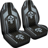 Black Grey Punisher Skull Mitsubishi Car Seat Covers 210801 - YourCarButBetter