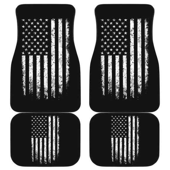Black Grunge American Flag Patriotic Car Floor Mats 212304 - YourCarButBetter