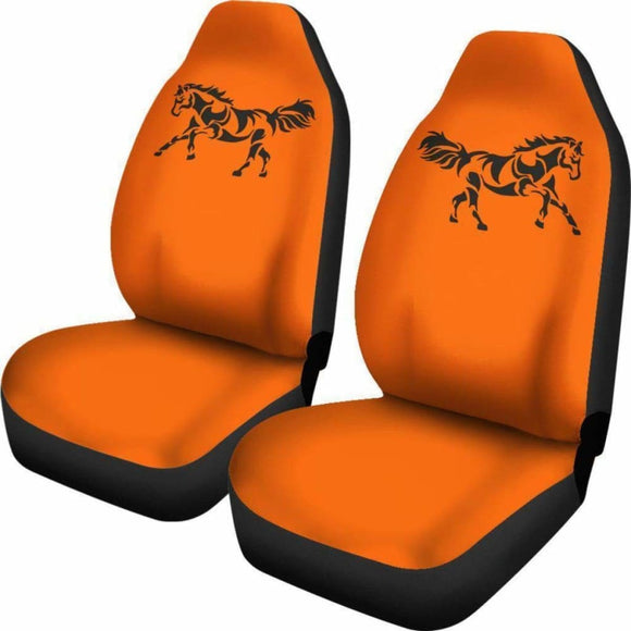 Black Horse Mustang Orange Silhouette Seat Covers 160830 - YourCarButBetter