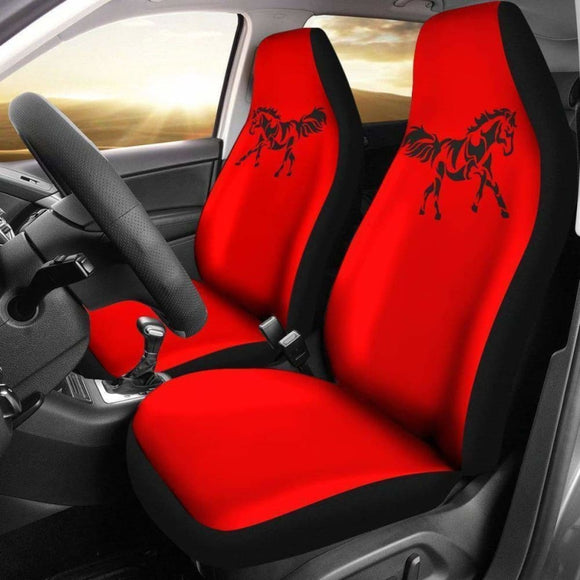 Black Horse Silhouette 2 Red Seat Covers 170804 - YourCarButBetter