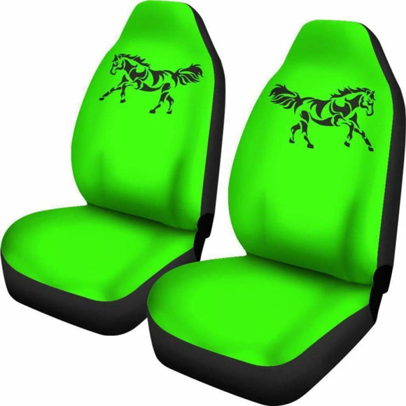 Black Horse Silhouette Lime Green Seat Covers 170804 - YourCarButBetter