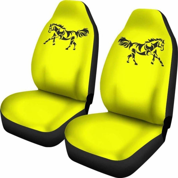 Black Horse Silhouette Yellow Seat Covers 170804 - YourCarButBetter