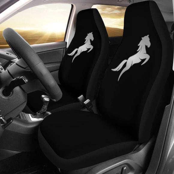 Black Mustang Horse Silhouette Car Seat Covers Custom 1 210701 - YourCarButBetter