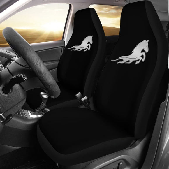 Black Mustang Horse Silhouette Car Seat Covers Custom 3 210701 - YourCarButBetter