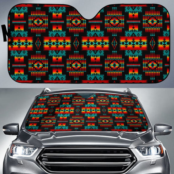 Black Native Tribes Pattern American Car Auto Sun Shades 210201 - YourCarButBetter