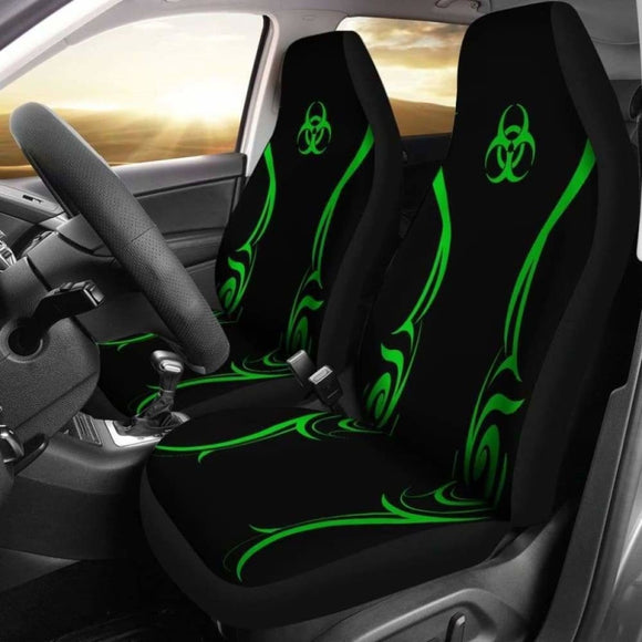 Black & Neon Green Biohazard Car Seat Covers 232125 - YourCarButBetter