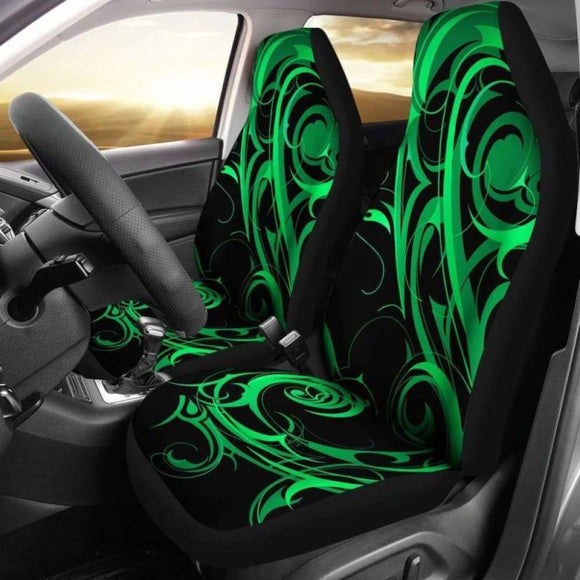 Black & Neon Green Tribal Swirls Car Seat Covers 105905 - YourCarButBetter