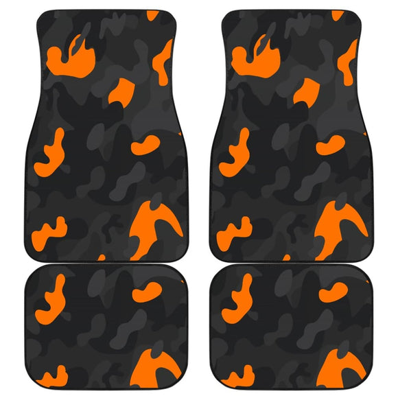 Black Orange Camouflage Car Floor Mats 210807 - YourCarButBetter